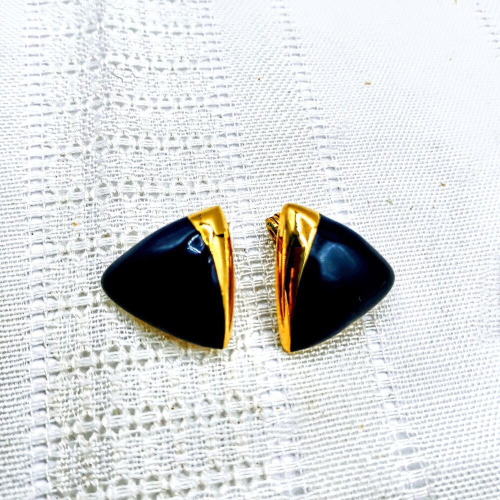 Monet earring clip on art deco enamel vintage